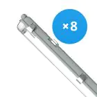 Fordelspakning 8x Noxion LED Lyslister Vanntett Armatur Poseidon V2.0 | Egnet Til 2x150cm LED Lysrør